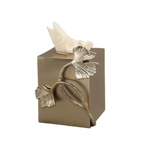 Caja de pañuelos de metal con forma cuadrada de calidad superior con Ginkgo, caja de pañuelos de mesa atractiva, perfecta para el dormitorio de su hogar - Product Image 1