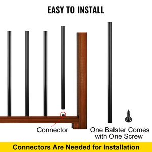 Lot de 101 balustres de terrasse en aluminium de 26 po x 0,75 po, vis pour balustres d'escalier pour garde-corps en bois, poteaux de terrasse en alliage d'aluminium de 26 po x 0,75 po - Product Image 6