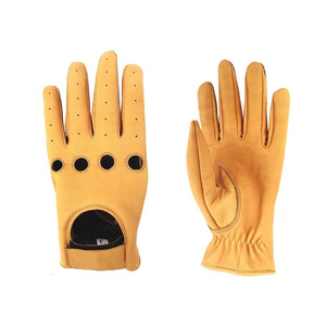 Gants de conduite en cuir véritable pour homme, design perforé respirant, gants de conduite confortables et luxueux pour toutes les saisons - Product Image 1
