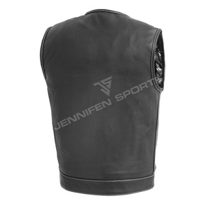 Chaleco de Motocicleta de Cuero Genuino para Hombre, Estilo Traje, Transpirable, Resistente al Viento, con Cierre de Cremallera y Forro Interior Tipo Bandana - Product Image 5
