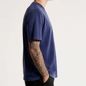 Camiseta de Cuello Redondo con Lavado Ácido 100% Algodón para Hombre, Precio al por Mayor, Logotipo Personalizado Serigrafiado, Estilo Hip Hop, Corte Holgado, Camisetas para Adultos - Product Image 2