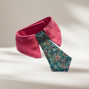 Cravate pour chien en soie de qualité supérieure, technique Tango-Chirimen, tissu texturé haut de gamme, vert japonais profond (S) (M) (L) (XL) - Product Image 2