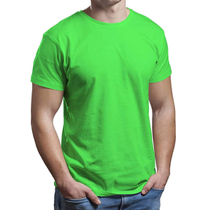 Camiseta de Punto de Manga Corta con Cuello Redondo Verde Sólido para Hombre, Corte Regular, Estilo Casual - Product Image 1