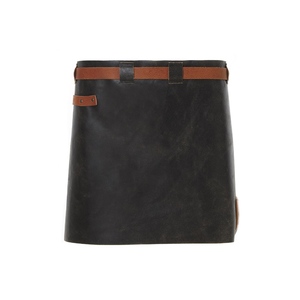 Delantal de cuero marrón vintage de gama alta personalizado con herramienta de peluquero sin mangas impermeable de lino y plástico - Product Image 3