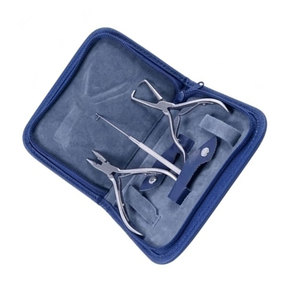 Premium Quality Hair Extensions Tools Kit with Stainless Steel Pliers <b>Beading</b> Jar Silicone Lined Micro Rings Pulling <b>Needle</b> Hook - Product Image 4