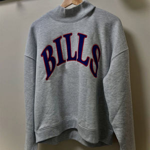 Sudadera Oversize de Cuello Redondo para Mujer Bills, 100% Algodón, Hombros Caídos, Estampado de Letras, Estilo Urbano Otoñal, Transpirable, Cuello Simulado - Product Image 2