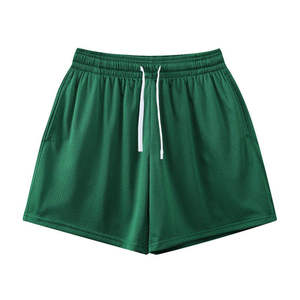 Shorts en maille verte pour hommes, taille élastique avec cordon de serrage, respirants, décontractés, sportifs, en Spandex/Polyester, imperméables, style urbain - Product Image 1