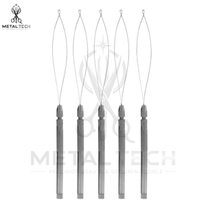 Silver Non Slip Textured Handle Micro Ring Hair Extension Loop <b>Needle</b> Pulling Wire <b>Threader</b> Tool Set Salon Supplies - Product Image 2