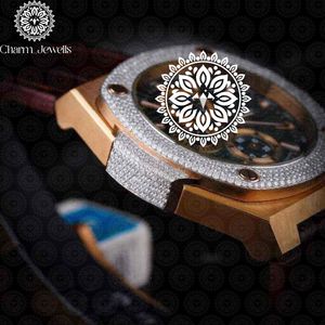 Charm_Jewells Luxury Men's Yellow Gold <b>Watch</b> 42mm Round Case <b>Mechanical</b> Tourbillon Analog Dial Sapphire Crystal Leather Band - Product Image 1
