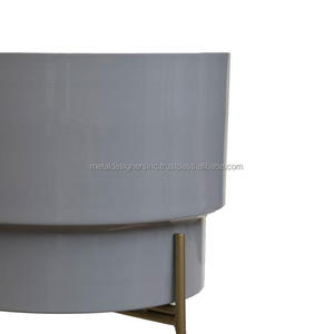 S/2 métal émail gris rond intérieur/extérieur jardinières K/D supports poudre enduit sol Vase Pot jardinière pour la décoration de jardin à la maison - Product Image 2