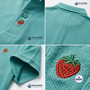 Camiseta Polo de Algodón para Hombre WASONS INTERNATIONAL, Manga Corta, Estampado Casual, Transpirable, Corte Regular, Azul Claro con Diseño de Sandía - Product Image 2