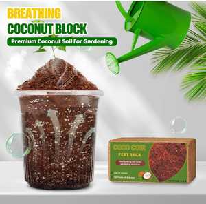Bloque de Cáscara de Coco Orgánico Natural, Ecológico, Ligero y Biodegradable para Cultivo de Plantas de Jardín, con Alta Retención de Agua en el Suelo - Product Image 3