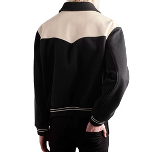 Chaqueta Varsity de Lana para Hombre, Negra, con Bloques de Color, Cuello con Capucha, Reversible, Transpirable, de Secado Rápido, Estilo Urbano, para Invierno - Product Image 5