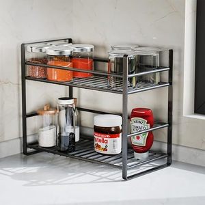 Estante de Metal de Dos Niveles para Especias, Diseño Minimalista para Cocina, Tipo Vertical Resistente, No Plegable - Product Image 3