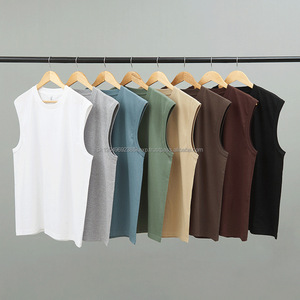 Camiseta Deportiva de Algodón Grueso de 250 g para Hombre, Camiseta sin Mangas para Gimnasio, Personalizable con Logotipo, Camiseta Deportiva Lisa para Hombre, Venta al por Mayor - Product Image 1