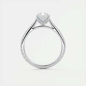 Anillo de compromiso solitario floral con diamante cultivado en laboratorio de corte ovalado de 1.85 quilates, engaste catedral real con pavé, en oro blanco de 14K - Product Image 2