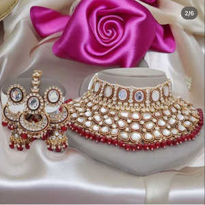 Ensemble de collier de bijoux fantaisie en pierre Kundan plaqué or 10581138RD - Product Image 1