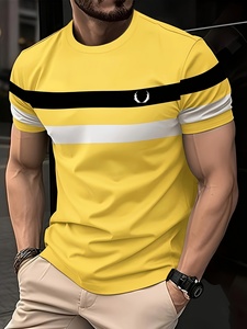T-shirt décontracté pour homme à col rond et manches courtes, personnalisable, 100 % coton toile respirant et léger, coupe classique, idéal pour l'été et les activités de plein air - Product Image 3
