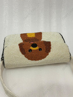 Pochette de soirée OEM pour femme, motif chiot perlé à la main, fermeture à loquet, doublure polyester, marque privée, vente en gros, export
