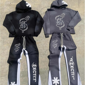 Conjunto Deportivo Informal sin Costuras para Hombre, Sudadera con Capucha, Pantalones Deportivos Largos, Poliéster/Algodón, Transpirable, Ecológico, Otoño - Product Image 3