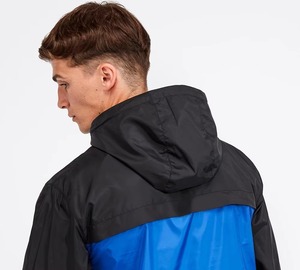 Men's <b>Hooded</b> <b>Soft</b> <b>Shell</b> <b>Jacket</b> Blue Black Color Blocked Water Resistant Zip Fly Outdoor Wear Regular Fit - Product Image 5