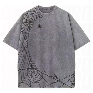 Cotton Acid Washed Oversized T-Shirt <b>For</b> Men Vintage Streetwear <b>Hip</b> Hop Style Blank Bulk Acid Washed Oversized Crewneck - Product Image 5