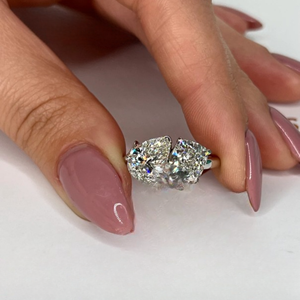 3.5 ct IGI CERTIFIED Toi et Moi <b>Two</b> <b>Stone</b> Pear and Oval Cut <b>Two</b> Lab Diamond Solitaire Engagement <b>Ring</b> - Product Image 1