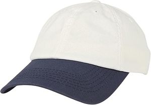Casquette de baseball blanche avec visière bleu marine, 6 panneaux, en coton, réglable, unisexe, décontractée - Product Image 3