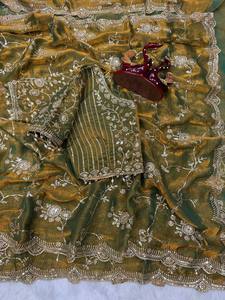 Premium Designer Saree Collection Soft Chiffon Sequance Zari Embroidery Work Stretchable <b>Ankle</b>-Length Party Diwali Wrinkle-Free - Product Image 6