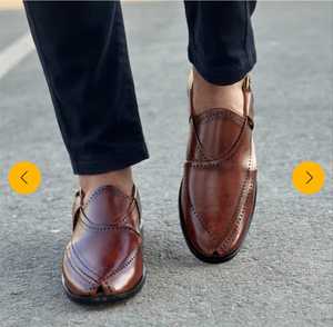 Sandales en cuir marron faites à la main pour hommes, élégantes et stylées, haute qualité 2026 - Product Image 4
