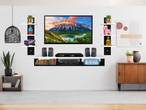 Mueble para TV y Decodificador de Madera Sintética con Estantes para Libros y Decoración, para Sala de Estar, Oficina, Comedor - Product Image 3