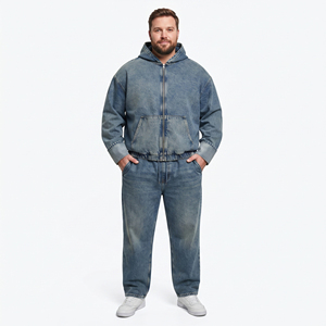Conjunto de Sudadera con Capucha y Pantalones Vaqueros Transpirables de Invierno para Hombre, Talla Grande, Moda Urbana - Product Image 4