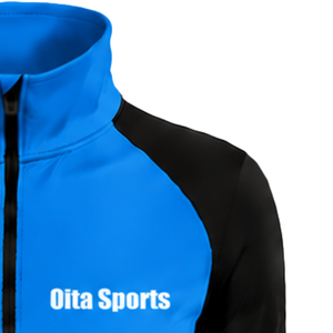 <b>Women</b> <b>Quarter</b> <b>Zip</b> Athletic Top Blue Long Sleeve Fitted Sports Training Shirt High Collar Thumbhole Performance Activewear - Product Image 5