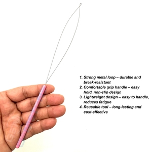 Herramienta de Bucle para Extensiones de Cabello Rosa, Aguja de Acero Inoxidable para Extensiones Profesionales de Micro Anillos y Cuentas - Product Image 2