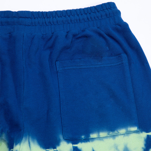 Blue And <b>White</b> Color Breathable Tie Dye <b>Shorts</b> Knee Length Mid Elastic Waist Casual Wear Athletic Tie Dye <b>Shorts</b> - Product Image 6