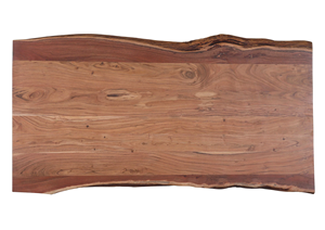 Mesa de comedor moderna rústica hecha a mano de acacia para 6-8 personas, con tablero de madera maciza con borde natural y patas plegables de metal, para cocina y hogar. - Product Image 3