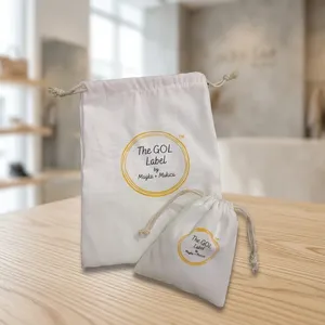 <b>Canvas</b> Pouch 8x6 Inch Reusable Fabric <b>Bag</b> for Gift Wrapping <b>Small</b> Products Wedding Favors Festival Gifting and Retail - Product Image 2