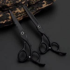 Ciseaux professionnels rouges pour effiler les cheveux, lame en acier inoxydable, manche en acier inoxydable, pour droitiers, usage en salon, manche long - Product Image 3