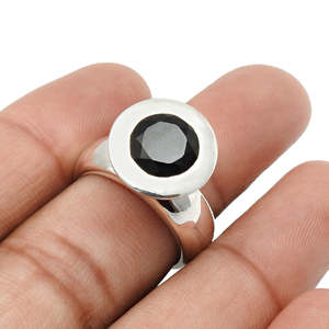 Brilliant Round Cut Natural Black Onyx Gemstone <b>Ring</b> <b>Crafted</b> From 925 Sterling Silver Fashion Bohemian Jewelry For Wedding - Product Image 3