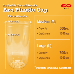 KEIFU 500cc Arc <b>Plastic</b> <b>Cup</b> OEM/ODM PP <b>Cup</b> for Bubble Tea and <b>Drinks</b> - Product Image 1