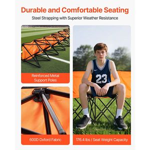 Panca Pieghevole Portatile a 6 Posti per Calcio con Tasche Laterali, Seduta Leggera e Richiudibile per Campeggio - Product Image 3