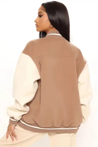Winter Breathable Cotton Stylish Cropped Varsity Jackets College Girls New Style Drop Shoulder Short Length Letterman - Product Image 6
