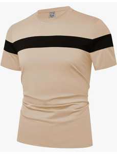 <b>Men's</b> Color Block Short Sleeve <b>T</b>-<b>Shirt</b> | Casual Crew Neck Horizontal <b>Stripe</b> Tee | Basic Summer Pullover <b>Shirt</b> - Product Image 1