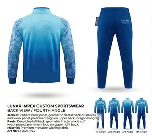 Ensemble de survêtement unisexe à motif géométrique chevron, coupe ajustée, veste zippée intégrale et pantalon, tenue de sport en gros pour l'entraînement - Product Image 5