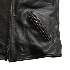 Veste bomber en cuir véritable pour homme MANWA, coupe ajustée, col montant, fermeture éclair, rembourrage en coton, personnalisable - Product Image 6
