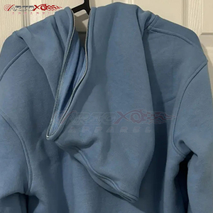 Sweat à capuche zippé décontracté pour femme, coupe ajustée, confortable, bleu ciel, respirant, avec cordon de serrage, 100 % coton molletonné, hiver automne - Product Image 6