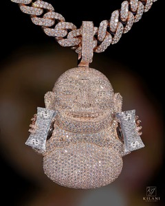 Iced Out Laughing Buddha Pendant VVS Moissanite Hip Hop Pendant 925 Silver Custom Two Tone Pendant Pass Diamond <b>Tester</b> Pendant - Product Image 1