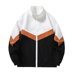 Men's Color Block <b>Racer</b> <b>Jacket</b> Zipper Closure Stand Collar Sporty Style Breathable Polyester Spring Wear Regular Fit - Product Image 3