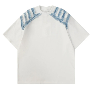 Camiseta con parche en el hombro, ropa estética de hip hop, camiseta de moda Y2K, camisa estilo grunge, camiseta oversize con hombros caídos - Product Image 2