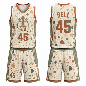 Tenue de basketball en polyester personnalisée en gros pour clubs sportifs, joueurs, entraîneurs, maillots de match, tenues de terrain, pour le dribble sur le terrain de basket - Product Image 3
